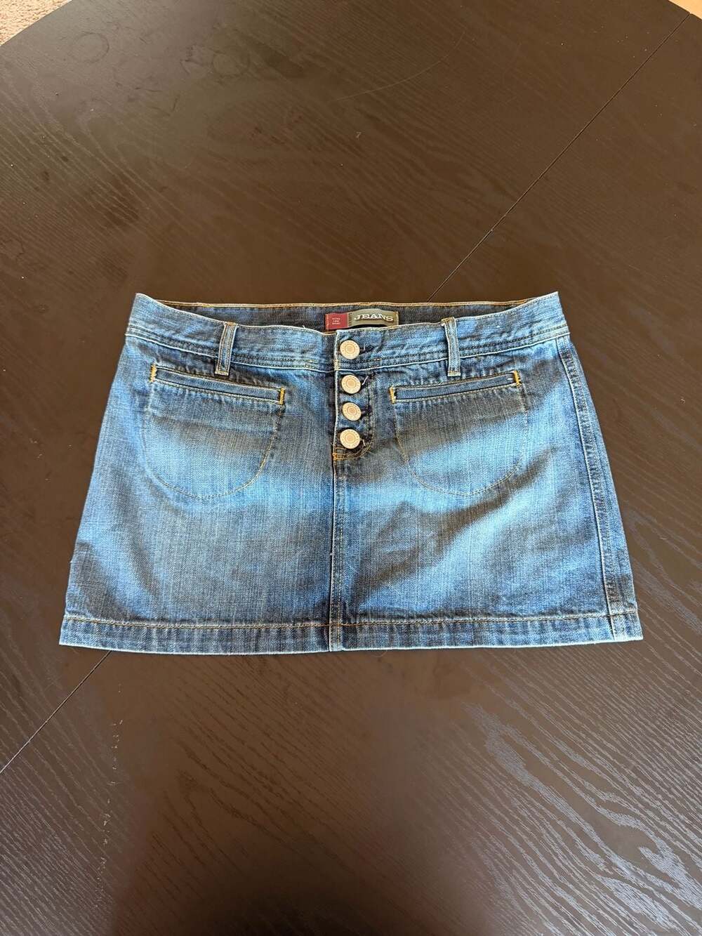 Old Navy Vintage Y2K Ultra Low Waist Button-Fly Denim Mini Skirt